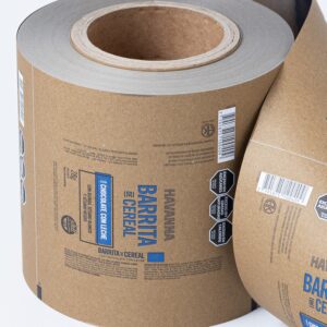 Bobina bilaminada con papel para barras de cereal